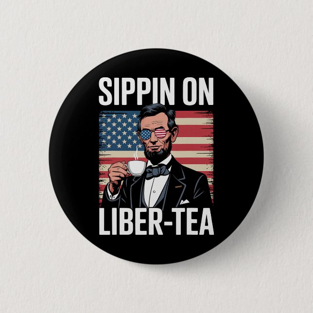 Lustiger 4. Juli beim Trinken von Liber-tea Abraha Button (Vorderseite)