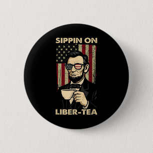 Lustiger 4. Juli beim Trinken von Liber-tea Freihe Button