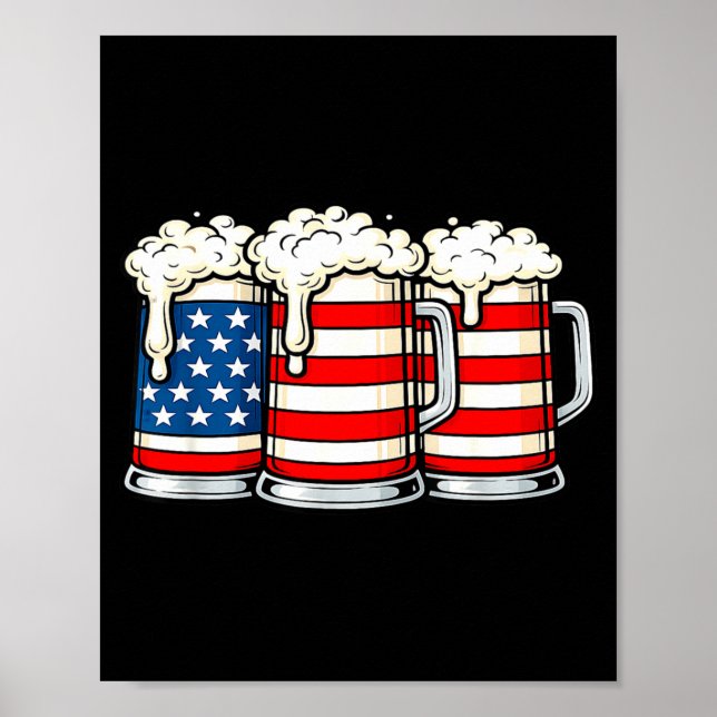 Lustiger 4. Juli bierliebender Vater trinkender Mä Poster (Vorne)