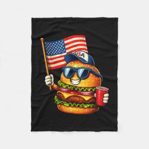 Lustiger 4. Juli Burger patriotische USA-Flagge BB Fleecedecke