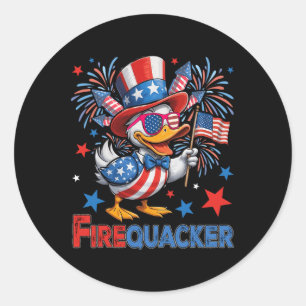 Lustiger 4. Juli Ente Feuerknaller Patriotisch Usa Runder Aufkleber