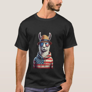 Lustiger 4. Juli Lama Lustiger Patriotischer Ameri T-Shirt