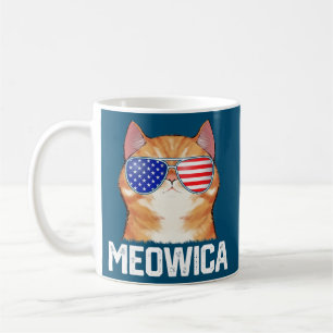 Lustiger 4. Juli Meowica Amerikanische Flagge Katz Kaffeetasse