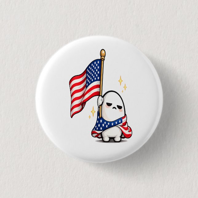 Lustiger 4. Juli müder USA-Charakter Button (Vorderseite)