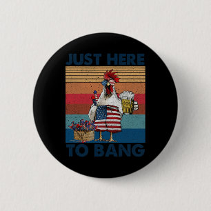 Lustiger 4. Juli, nur hier, um die USA-Flagge-Henn Button