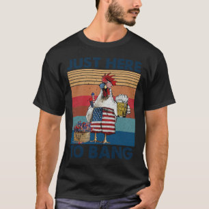 Lustiger 4. Juli, nur hier, um Usa-Flagge-Huhn zu T-Shirt