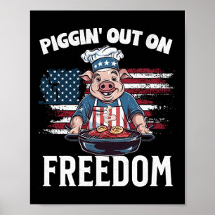 Lustiger 4. Juli Schwein Grillen Bbq Party Rbecue Poster