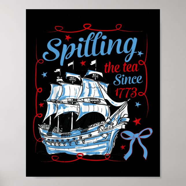 Lustiger 4. Juli: Tee verschütten seit 1773 Coqu Poster (Vorne)