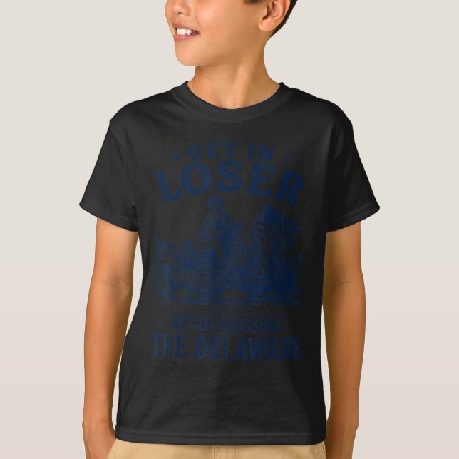 Lustiger 4. Juli Überquerung der Delaware-Patrioti T-Shirt (Vorderseite)