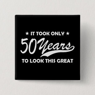Lustiger 50. Geburtstag Retro-Typografie Button