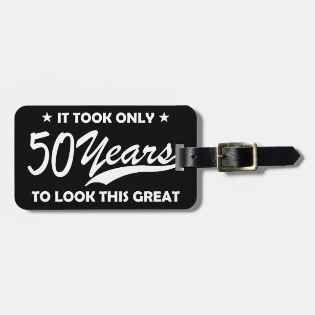 Lustiger 50. Geburtstag Retro-Typografie Gepäckanhänger (Vorderseite horizontal)