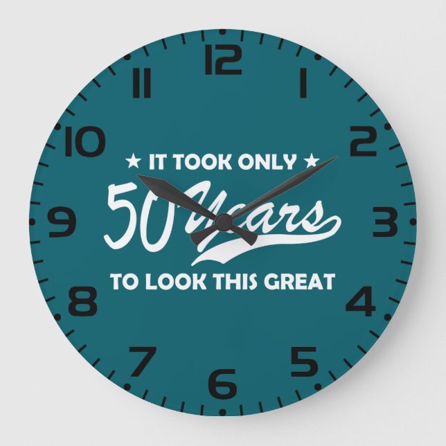Lustiger 50. Geburtstag Retro-Typografie Große Wanduhr (Vorderseite)