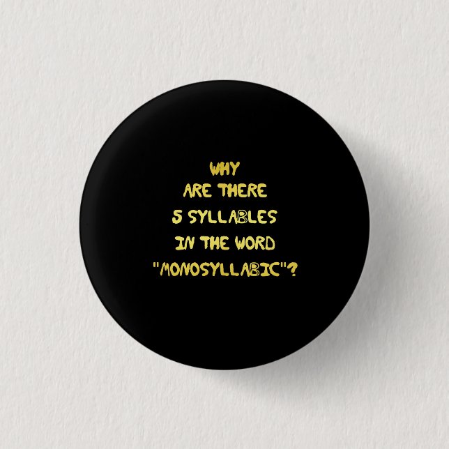 Lustiger 5-Silben-Rechtschreibwitz Button (Vorderseite)
