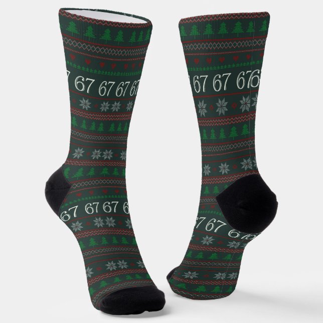 Lustiger 67 hässlicher Weihnachtspullover-Party 6  Socken (Gewinkelt)