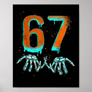 Lustiger 67 Meme Halloween-Skelett Poster