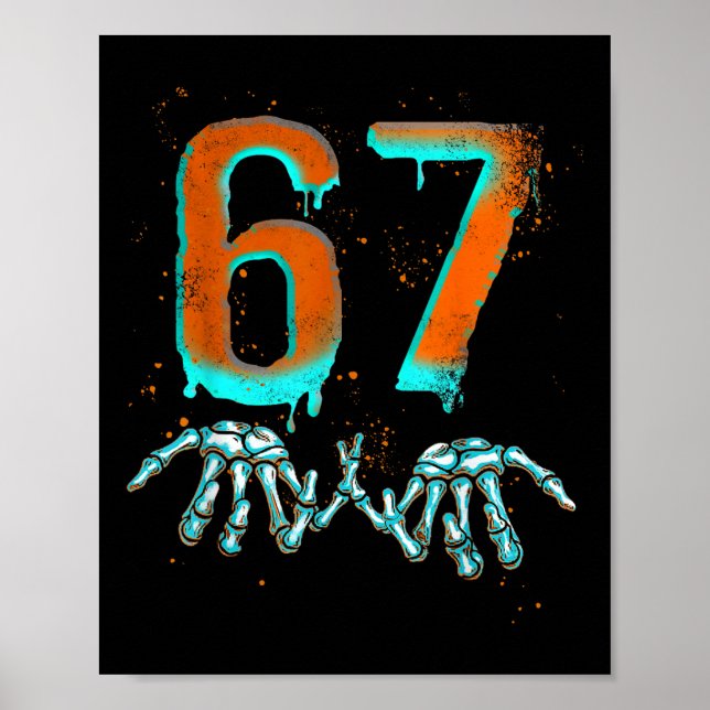 Lustiger 67 Meme Halloween-Skelett  Poster (Vorne)
