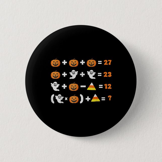 Lustiger 67 Meme-Kürbis-Geist-Mathe-Lehrer-Hallowe Button (Vorderseite)