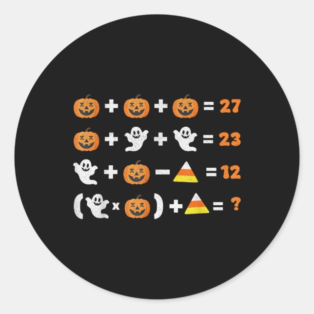 Lustiger 67 Meme-Kürbis-Geist-Mathe-Lehrer-Hallowe Runder Aufkleber (Vorderseite)