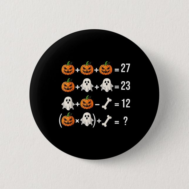 Lustiger 67 Meme-Kürbis-Geist-Mathe-Lehrer-Kostüm  Button (Vorderseite)
