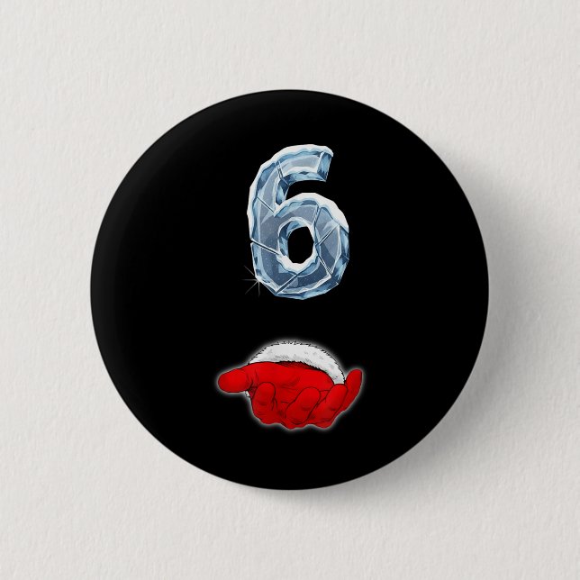 Lustiger 67 Meme Santa Hand Six Ironischer Weihnac Button (Vorderseite)