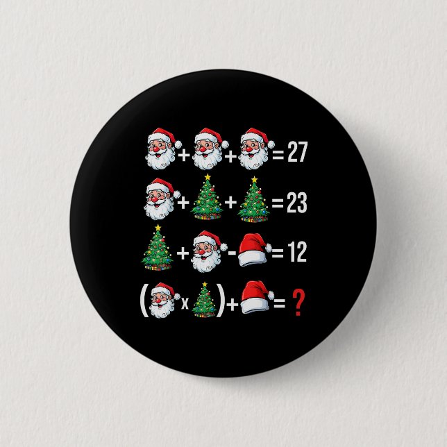 Lustiger 67 Meme Santa Mathelehrer Weihnachten Pyj Button (Vorderseite)