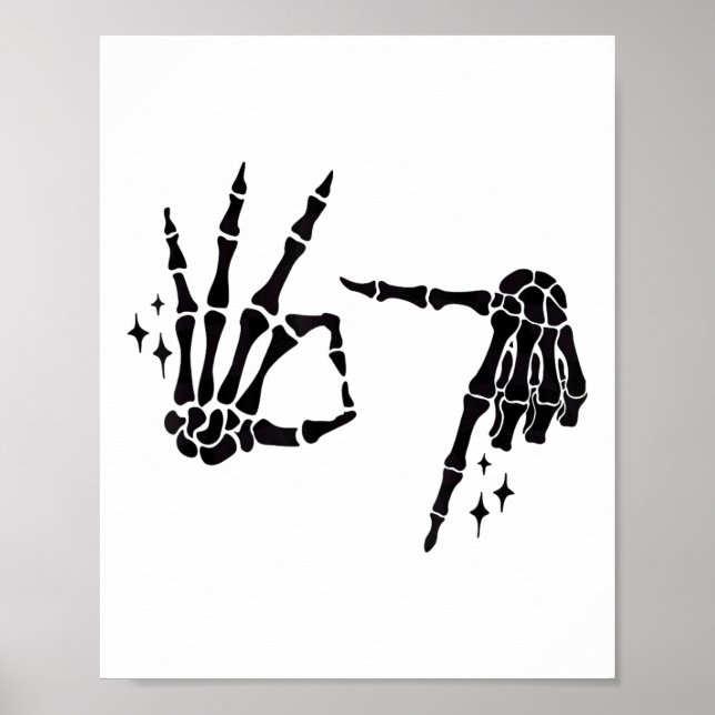 Lustiger 67 Meme Skeletthand 6 7 Halloween Six Sie Poster (Vorne)