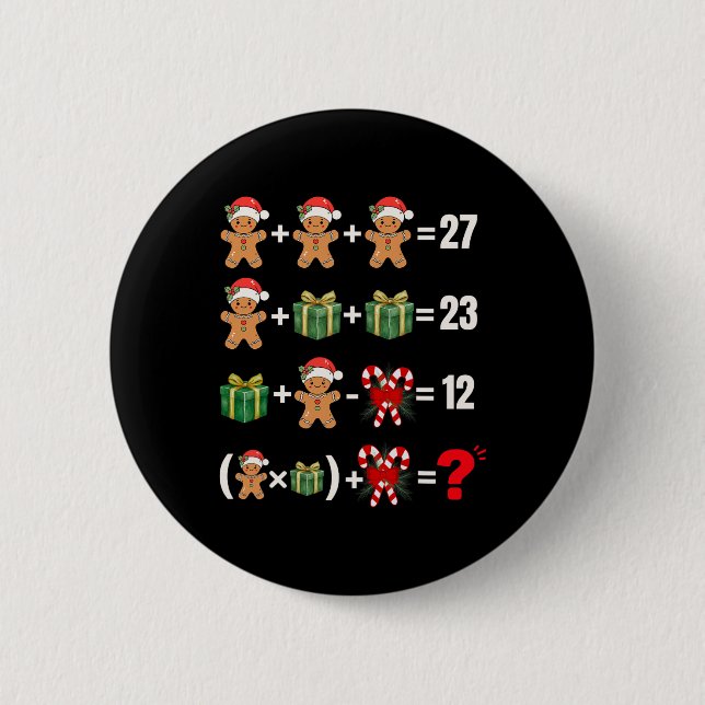 Lustiger 67 Meme Süßigkeiten Fröhlicher Santa Math Button (Vorderseite)