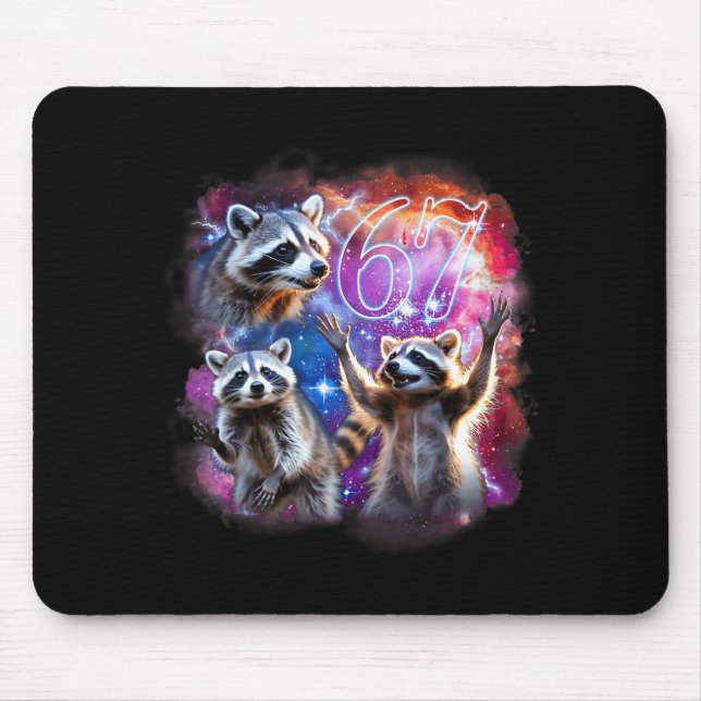 Lustiger 67 Meme Waschbär Heult den Mond an Sechs  Mousepad (Vorne)