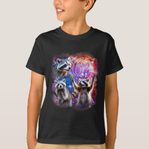 Lustiger 67 Meme Waschbär Heult den Mond an Sechs T-Shirt