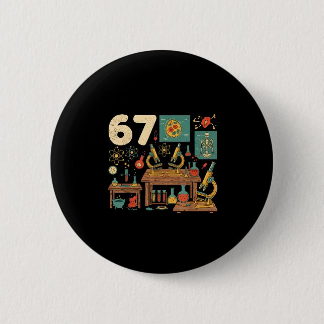 Lustiger 67 Meme Wissenschaftslehrer Schüler Sechs Button (Vorderseite)