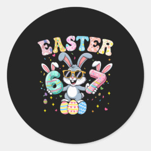 Lustiger 67 Osterhase 67 sechs sieben Meme Männer  Runder Aufkleber