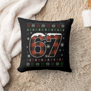 Lustiger „67“ Weihnachts-Meme – Rot und Grün Karie Kissen