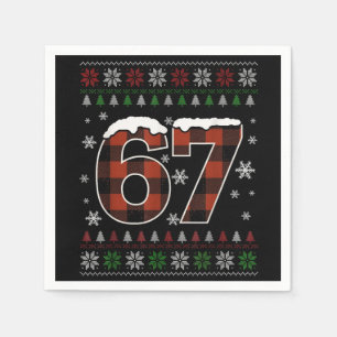 Lustiger „67“ Weihnachts-Meme – Rot und Grün Karie Serviette