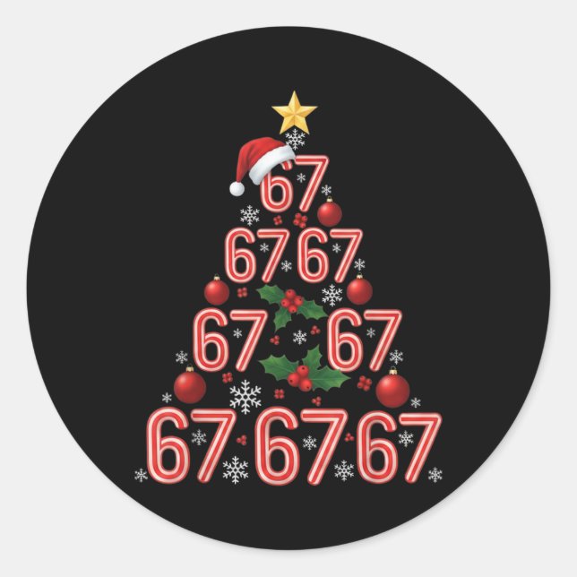 Lustiger 67 Weihnachtsbaum Candy Cane Meme Feierta Runder Aufkleber (Vorderseite)
