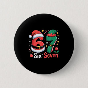 Lustiger 6 7 Meme Elf Santa Weihnachten Sechs Sieb Button