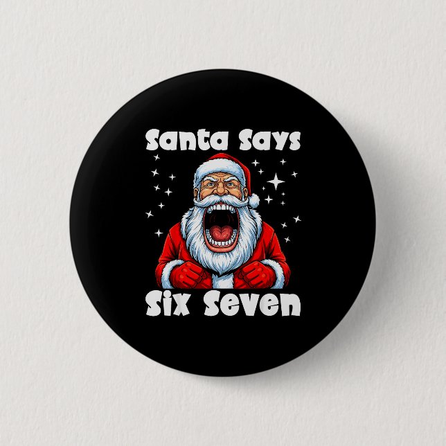 Lustiger 6 7 Meme Großer Mund Junge Weihnachtsmann Button (Vorderseite)