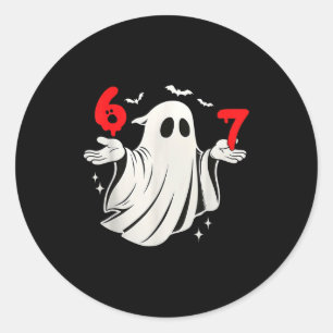 Lustiger 6 7 Sechs Sieben Meme Halloween Humor Gei Runder Aufkleber