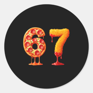 Lustiger 6 7 Zza-Nugget-Meme Six Seven 67 Foodies Runder Aufkleber