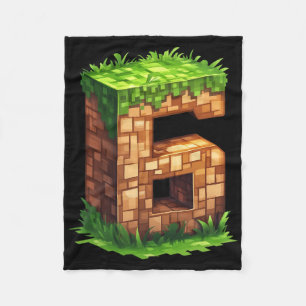Lustiger 6. Geburtstag Nummer 6 Videospieler Pixel Fleecedecke
