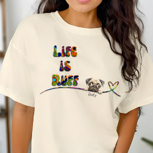 Lustiger 70er Jahre Bunter Retro-Mops-Hund Benutze T-Shirt