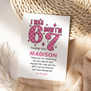 Lustiger 7. Geburtstag   „Ich war 6, jetzt 7“ Part Dankeskarte