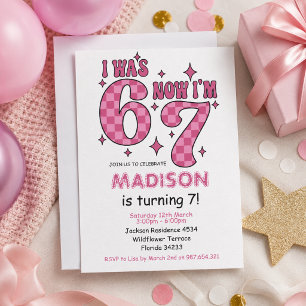 Lustiger 7. Geburtstag „Ich war 6, jetzt 7“ Part Einladung