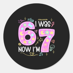Lustiger 7. Geburtstag Ich war 6, jetzt bin ich 7 Runder Aufkleber