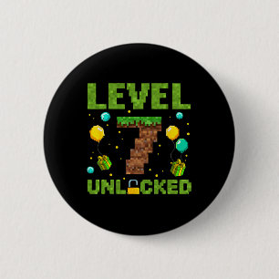 Lustiger 7. Geburtstag Junge Gamer Level 7 Freiges Button