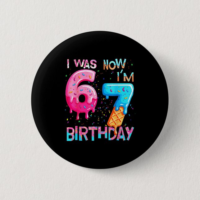 Lustiger 7. Geburtstag sechs sieben 6 Button (Vorderseite)