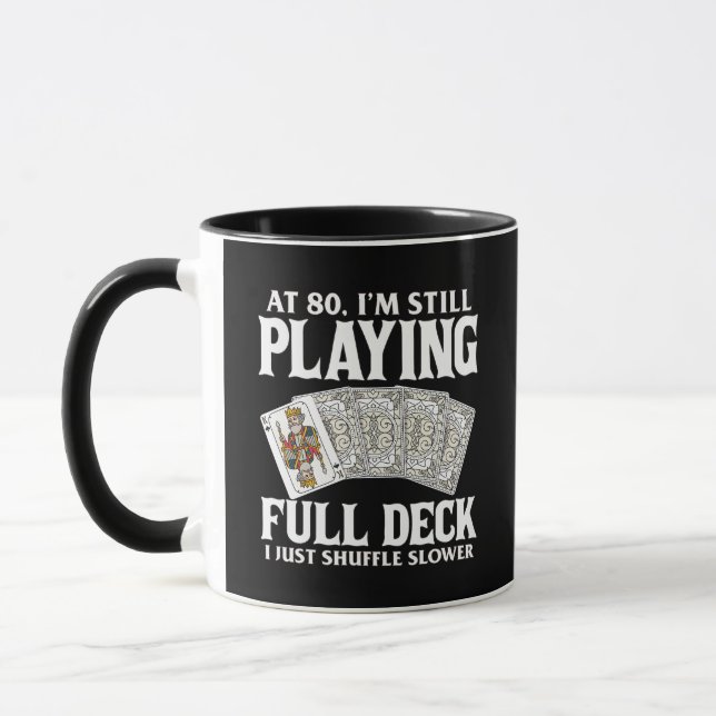Lustiger 80. Geburtstagskarten-Spieler-Becher  Tasse (Links)