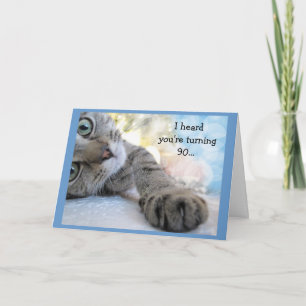 Lustiger 90. Geburtstag mit Katzen-Tier-Humor Karte