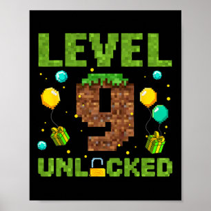 Lustiger 9. Geburtstag Junge Gamer Level 9 Freiges Poster