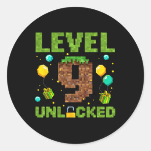 Lustiger 9. Geburtstag Junge Gamer Level 9 Freiges Runder Aufkleber