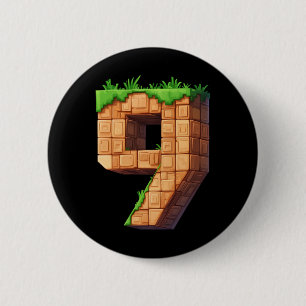 Lustiger 9. Geburtstag Nummer 9 Videospieler Pixel Button